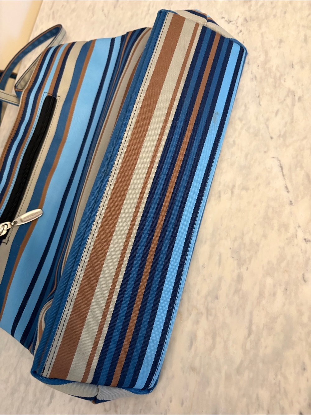 kate spade Vintage Striped Canvas Tote in Blue and Tan NNT - Picture 10 of 15